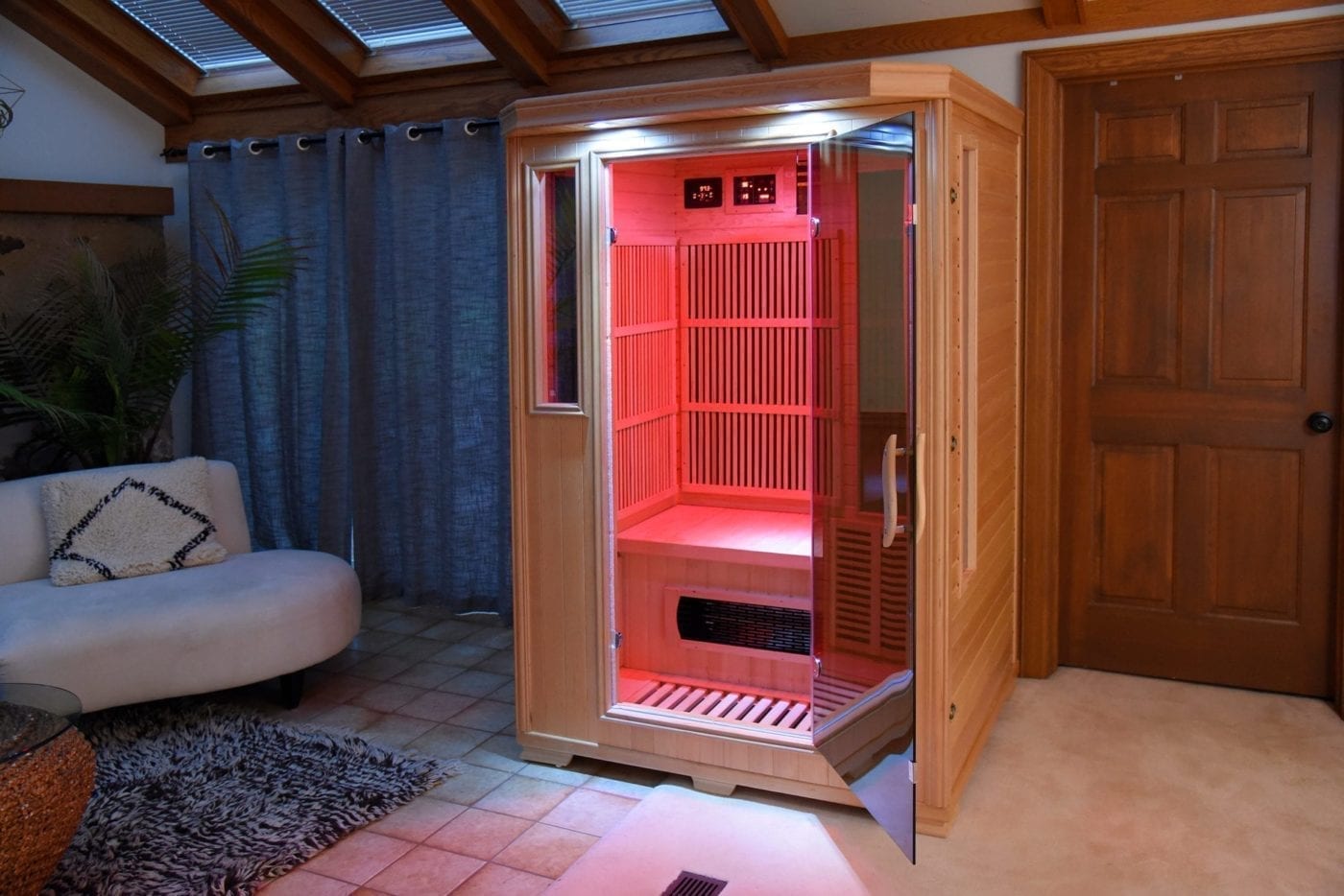 Right Hand Door One Person Infrared Sauna with Carbon Heaters Indoor Sauna DIY Assembly Home Sauna 