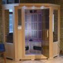 Good Health Saunas' 3 person corner infrared sauna is a convenient addition to virtually any room. Improve your health right at home. GHS 3 Person Corner sauna: personal sauna for at-home use